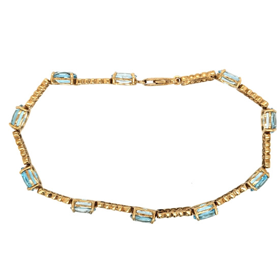 Pre Owned 9ct Blue Topaz Set Braclet ZU771